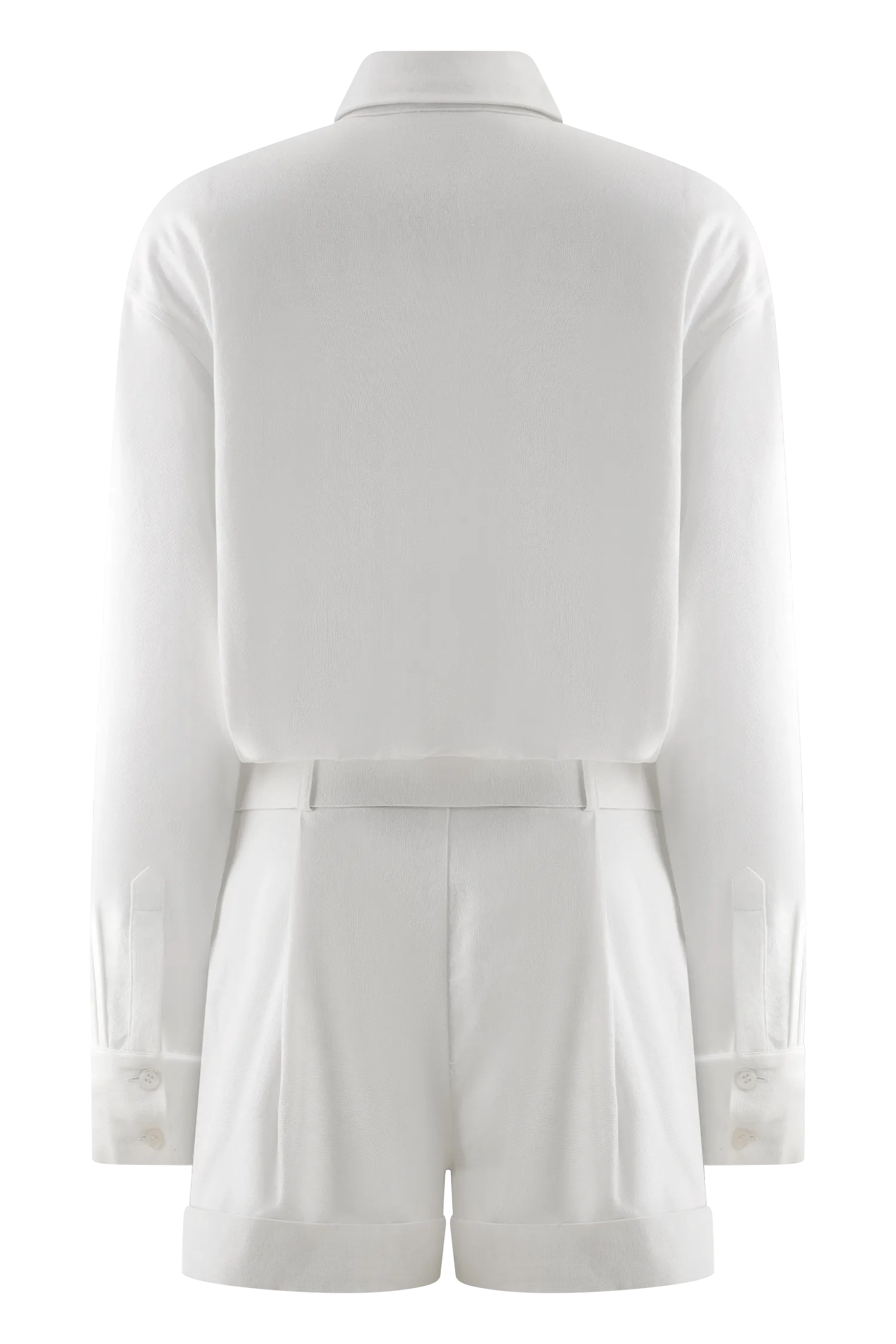 Adia Linen Belted Playsuit - White