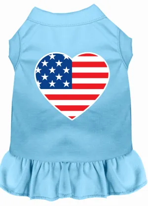 American Flag Heart Screen Print Dress Baby Blue Xs