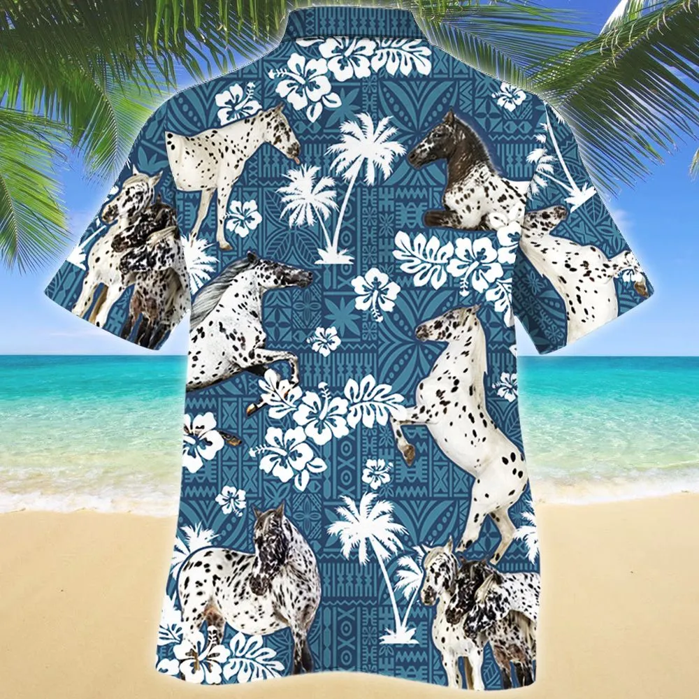 Appaloosa Horse Blue Tribal Pattern Hawaii Shirt