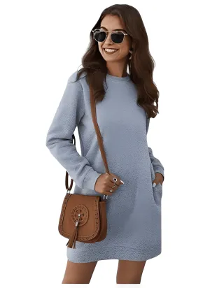 Apricot Long Sleeve Women's Sweatshirt Dress