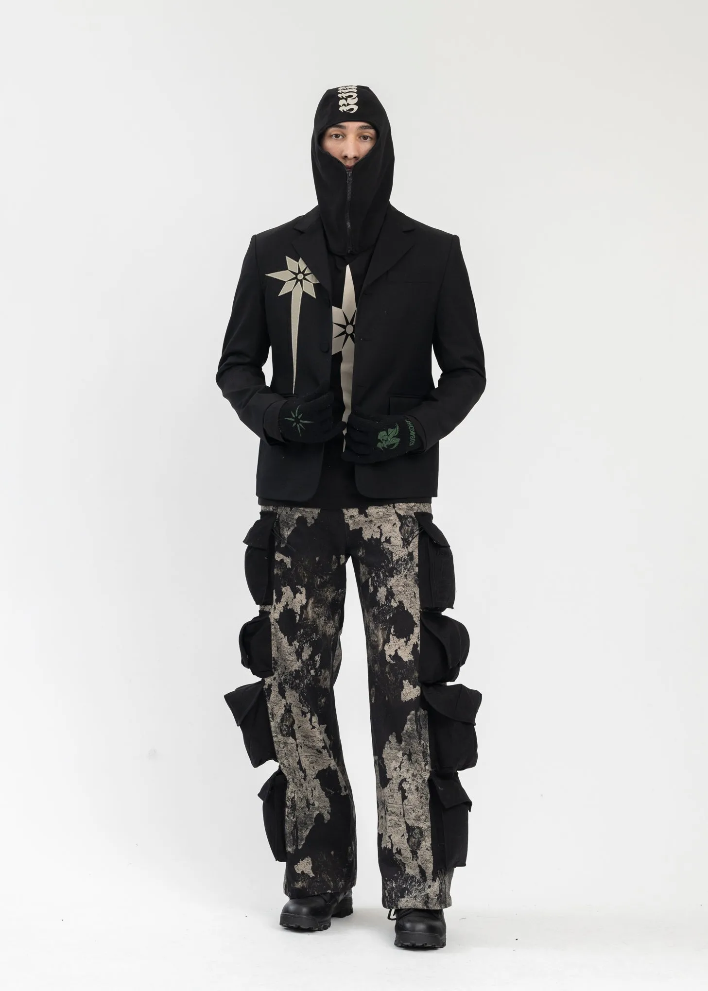 ASH BURN PRINT MULTI CARGO PANTS