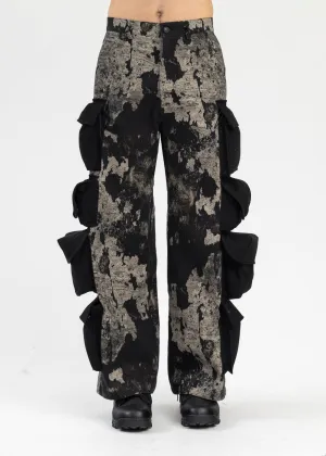 ASH BURN PRINT MULTI CARGO PANTS