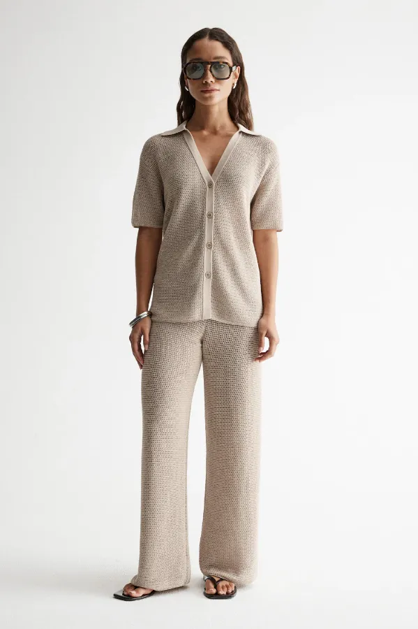 Aspen Crotchet Shirt Taupe