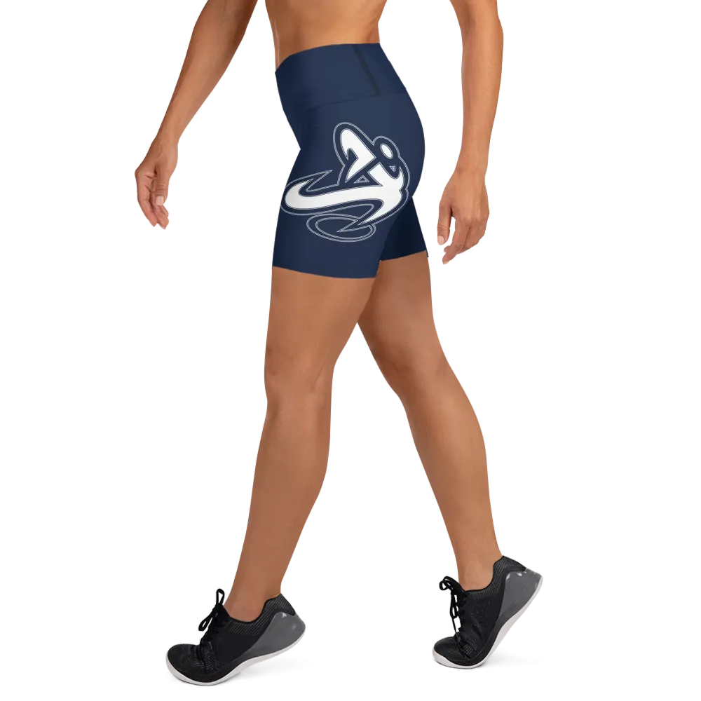 Athletic Apparatus Navy Blue White Logo Yoga Shorts