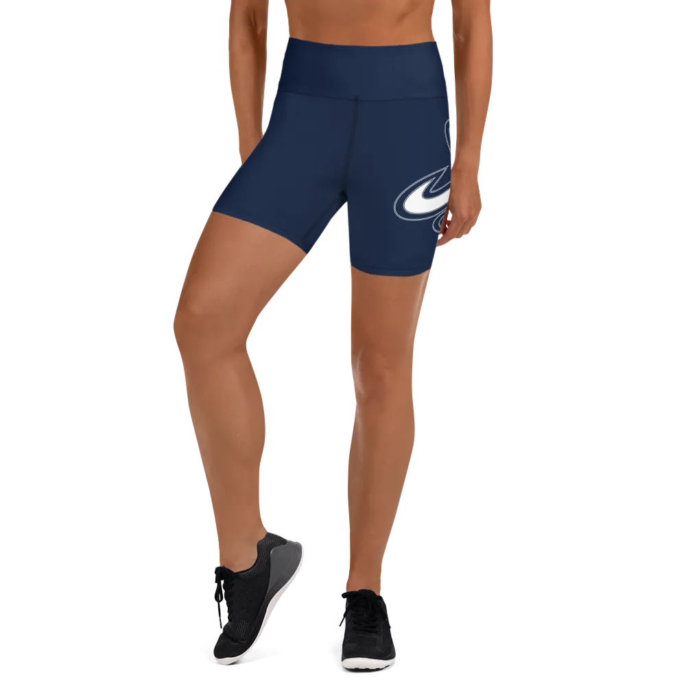 Athletic Apparatus Navy Blue White Logo Yoga Shorts