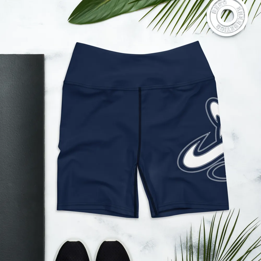 Athletic Apparatus Navy Blue White Logo Yoga Shorts