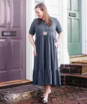 BELLA tiered dress in Anchor Grey