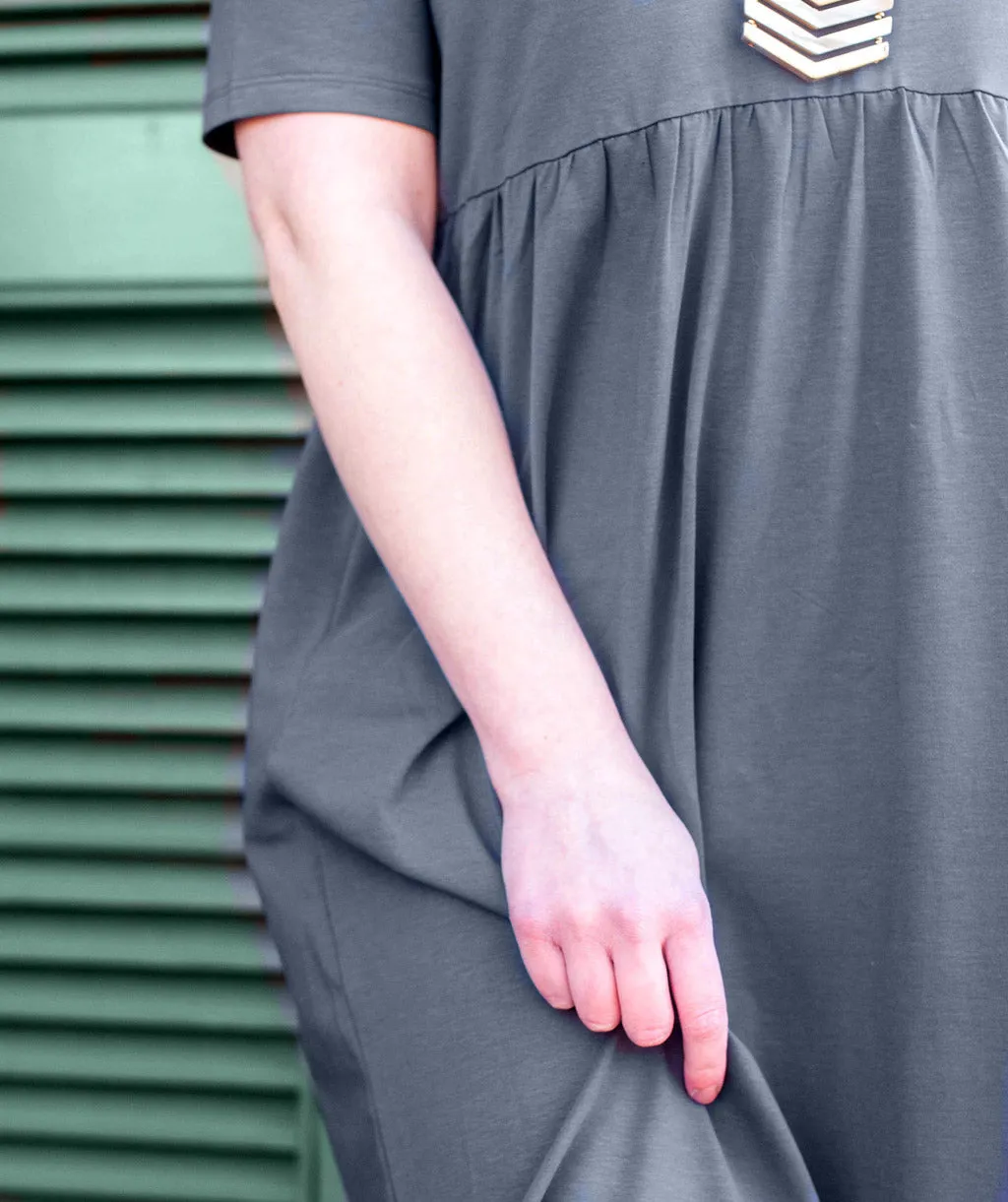 BELLA tiered dress in Anchor Grey