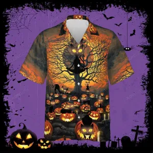 Black Cat Halloween Hawaiian Shirt HT260703