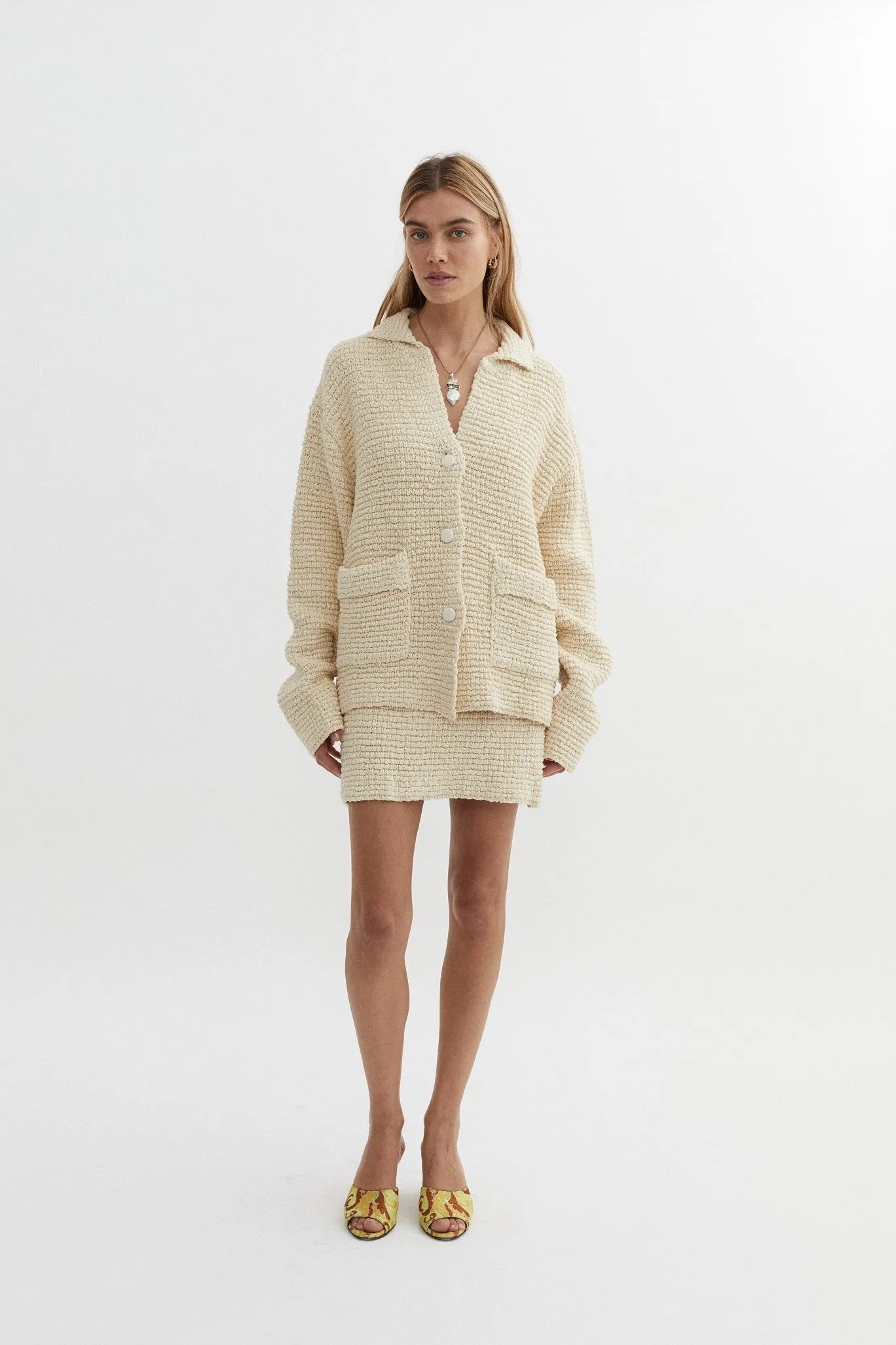 BLANCA Womens Belle Knit Mini Skirt Cream