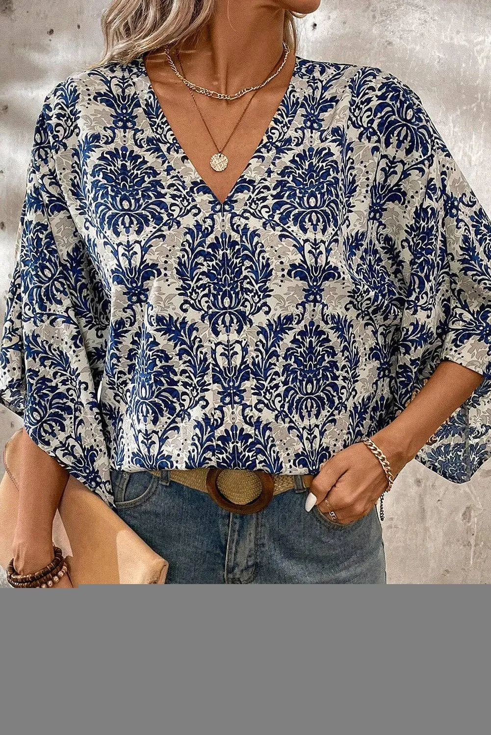 Blue Vintage Flower Blouse