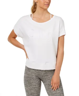 Calvin Klein Performance Women's Logo Open-Back Cropped Top, White, XXL
