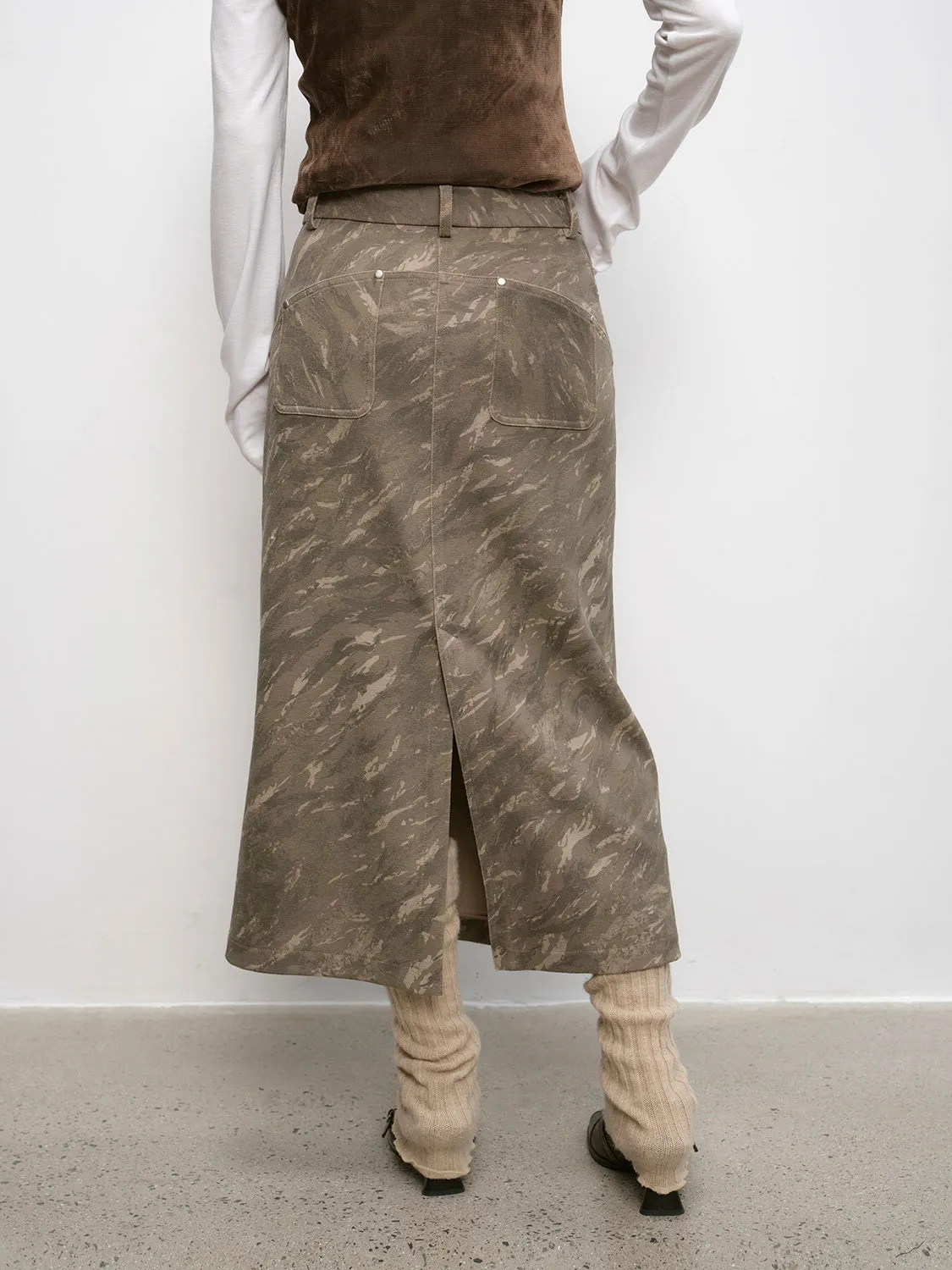 Camouflage Straight Skirt