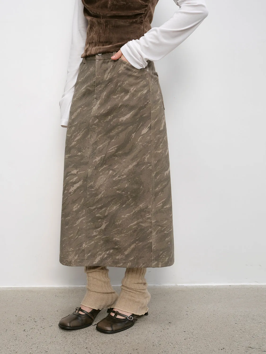 Camouflage Straight Skirt