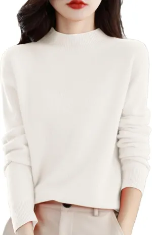 Cashmere Sweaters for Women Mock Neck Comfy Soft Long Sleeve Sweater Pullover Cashmere Fall Thin Sweater Tops