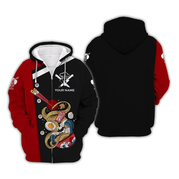 CHEF Noodle - Personalized Name 3D Black & Red All Over Printed Shirt