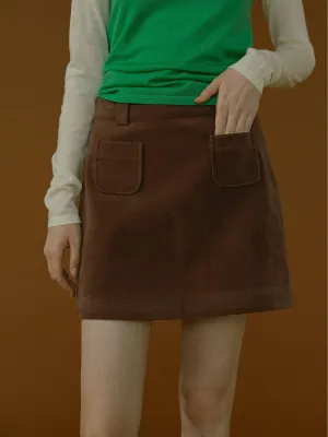 Chestnut Suede A-line Skirt