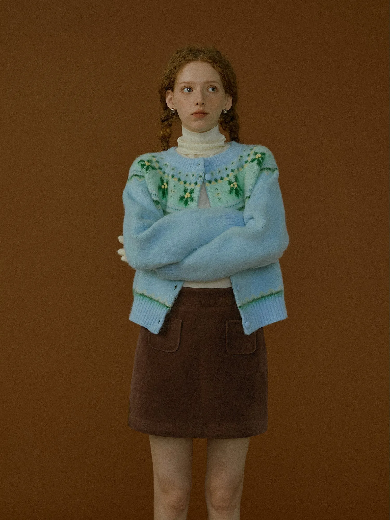 Chestnut Suede A-line Skirt