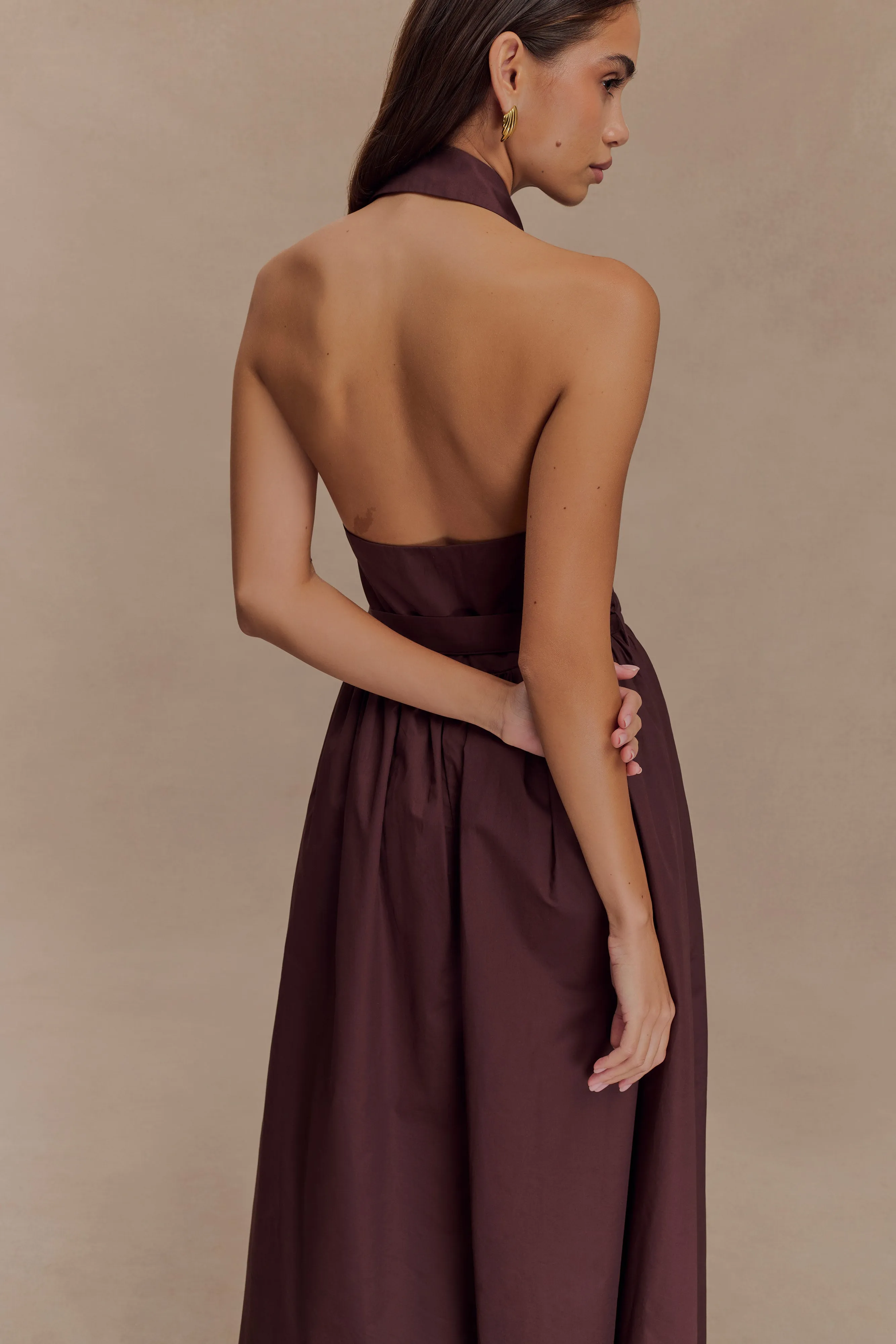Cindy Collared Midi Dress - Chocolate