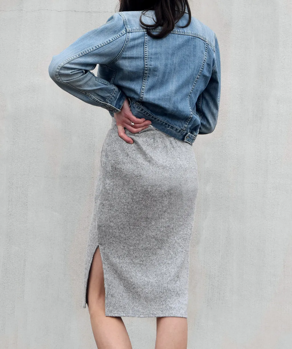 CITY sweater knit skirt in Grey Heather