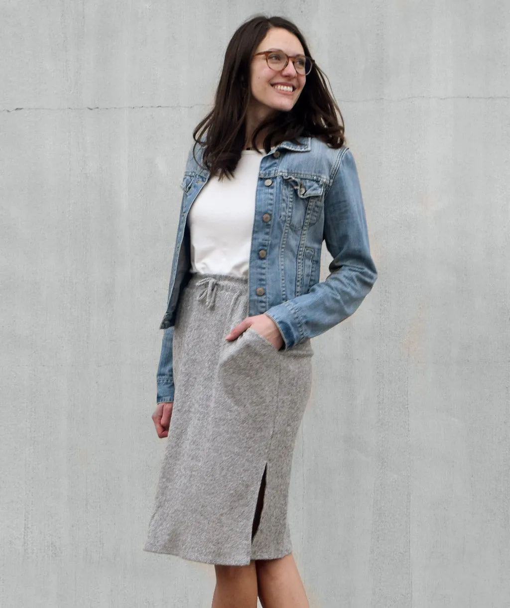 CITY sweater knit skirt in Grey Heather