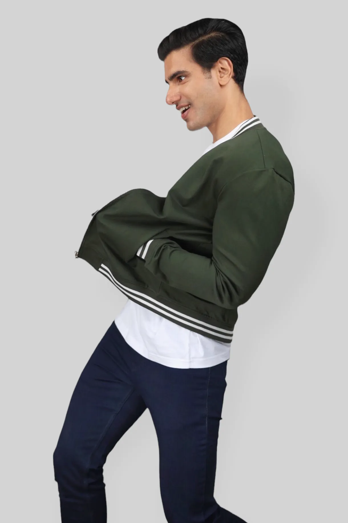 Classic Dark Green Bomber Jacket for men