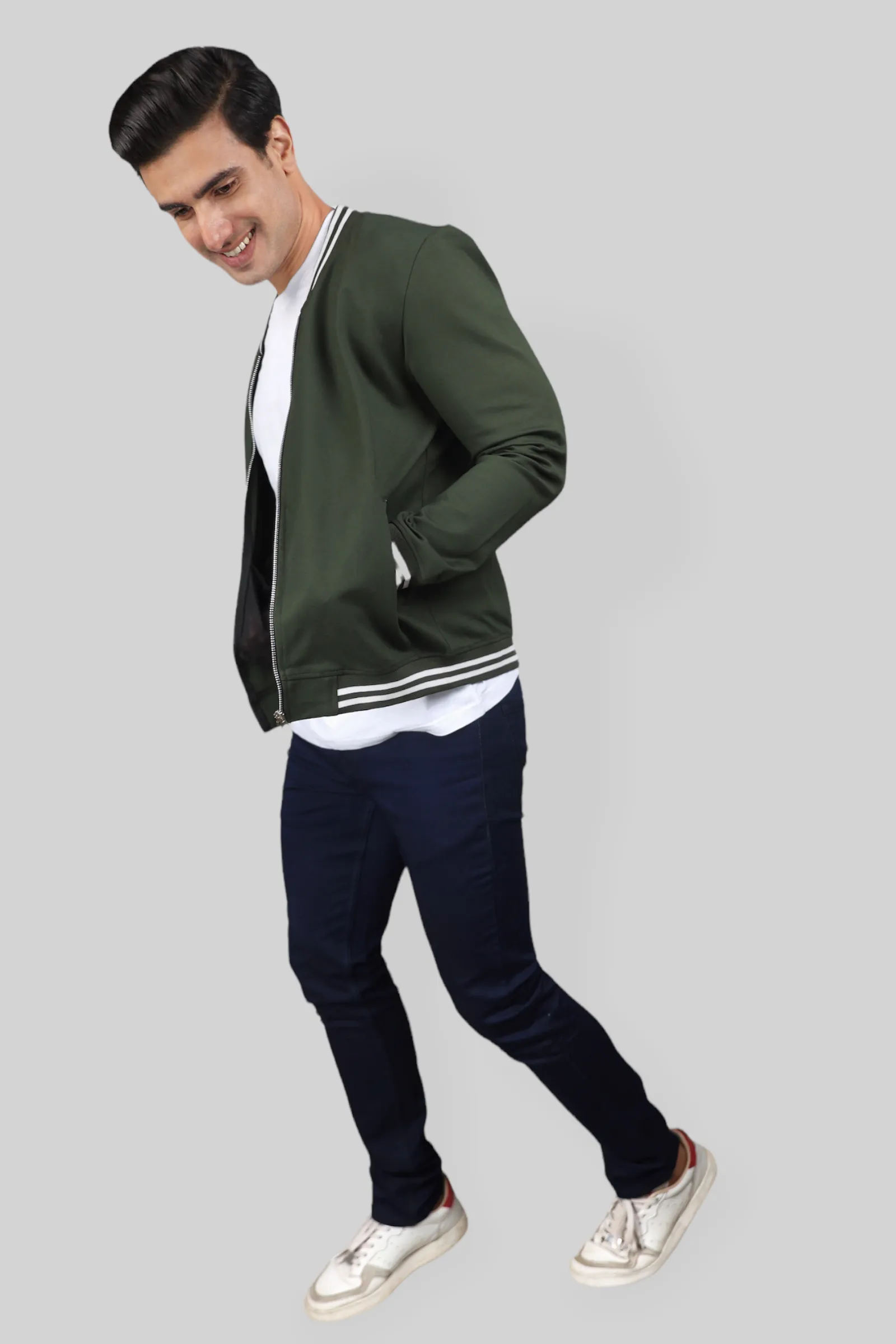 Classic Dark Green Bomber Jacket for men