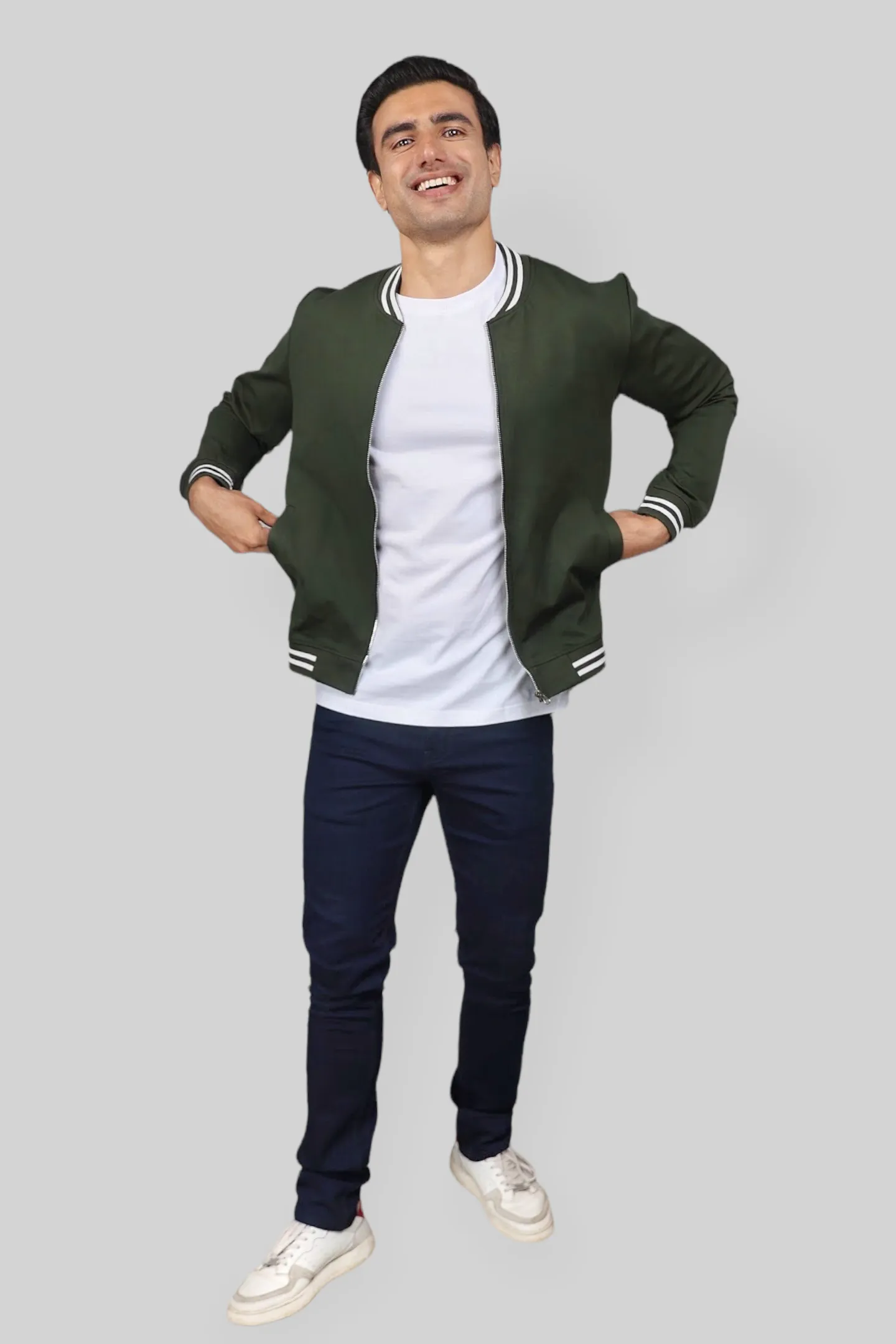 Classic Dark Green Bomber Jacket for men