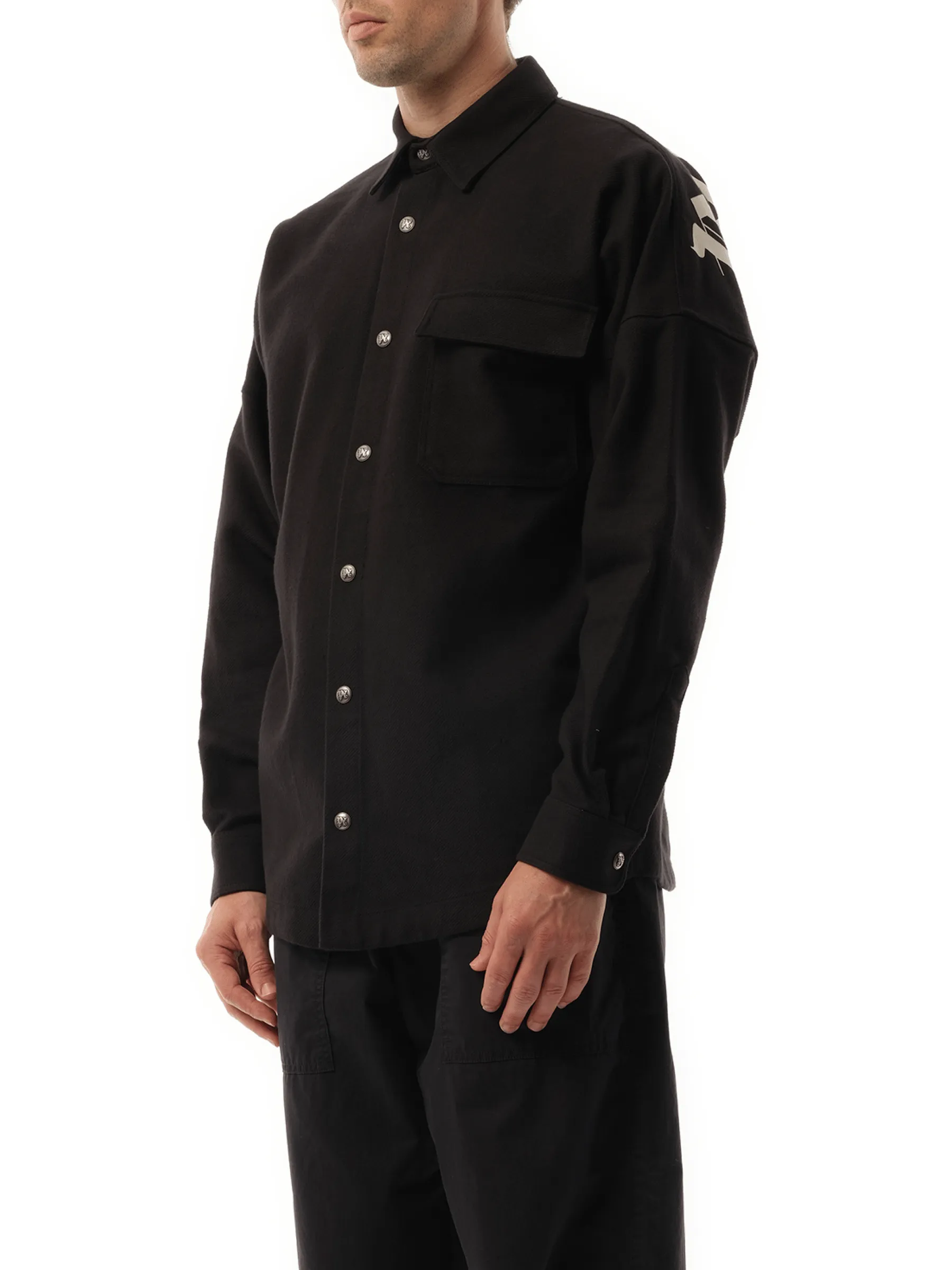 Classic Logo Overshirt in Black/Off White
