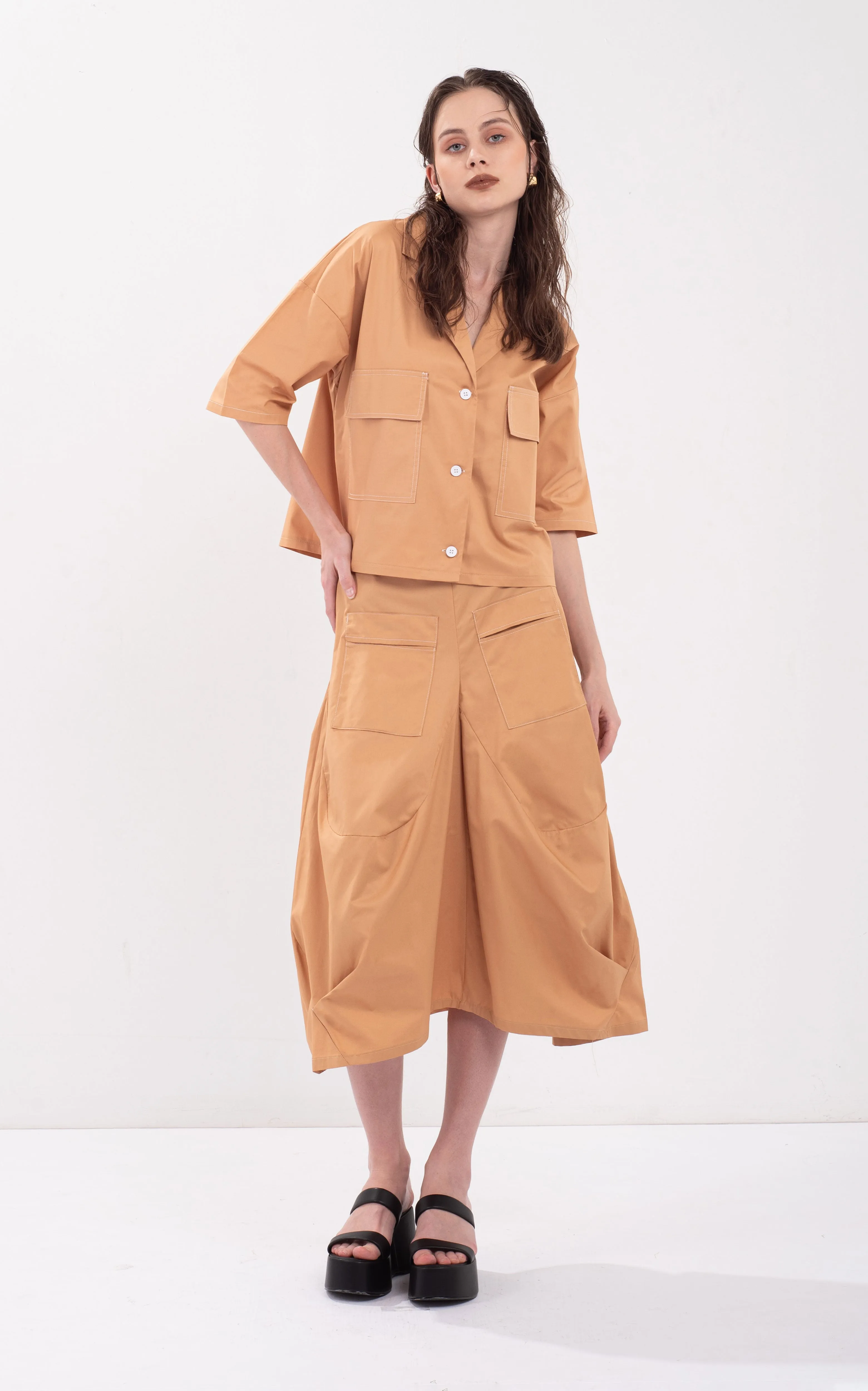 Contrast Topstitching Skirt