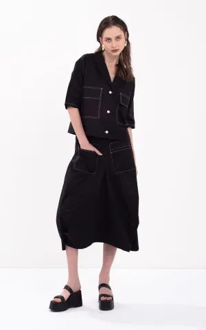 Contrast Topstitching Skirt