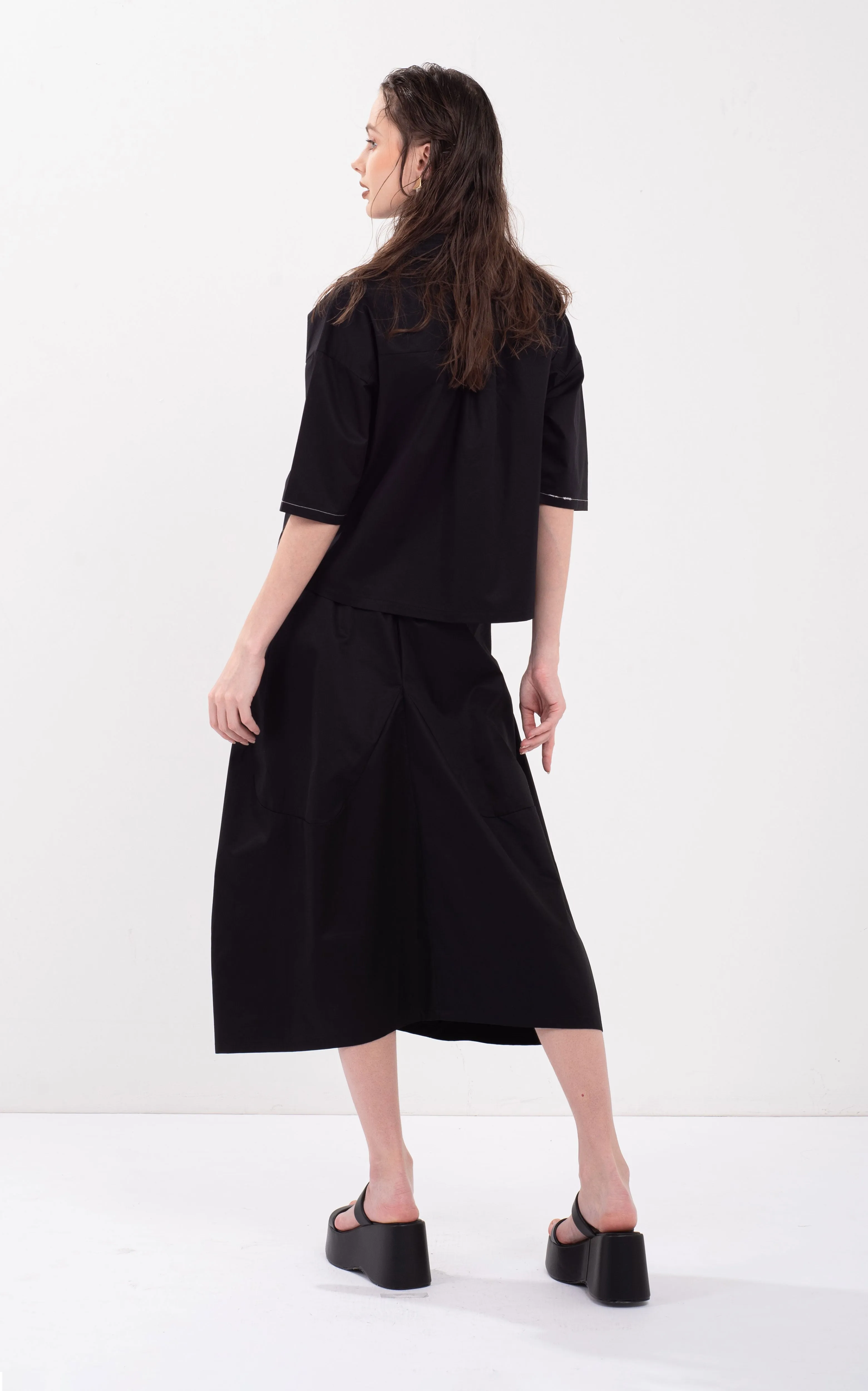 Contrast Topstitching Skirt