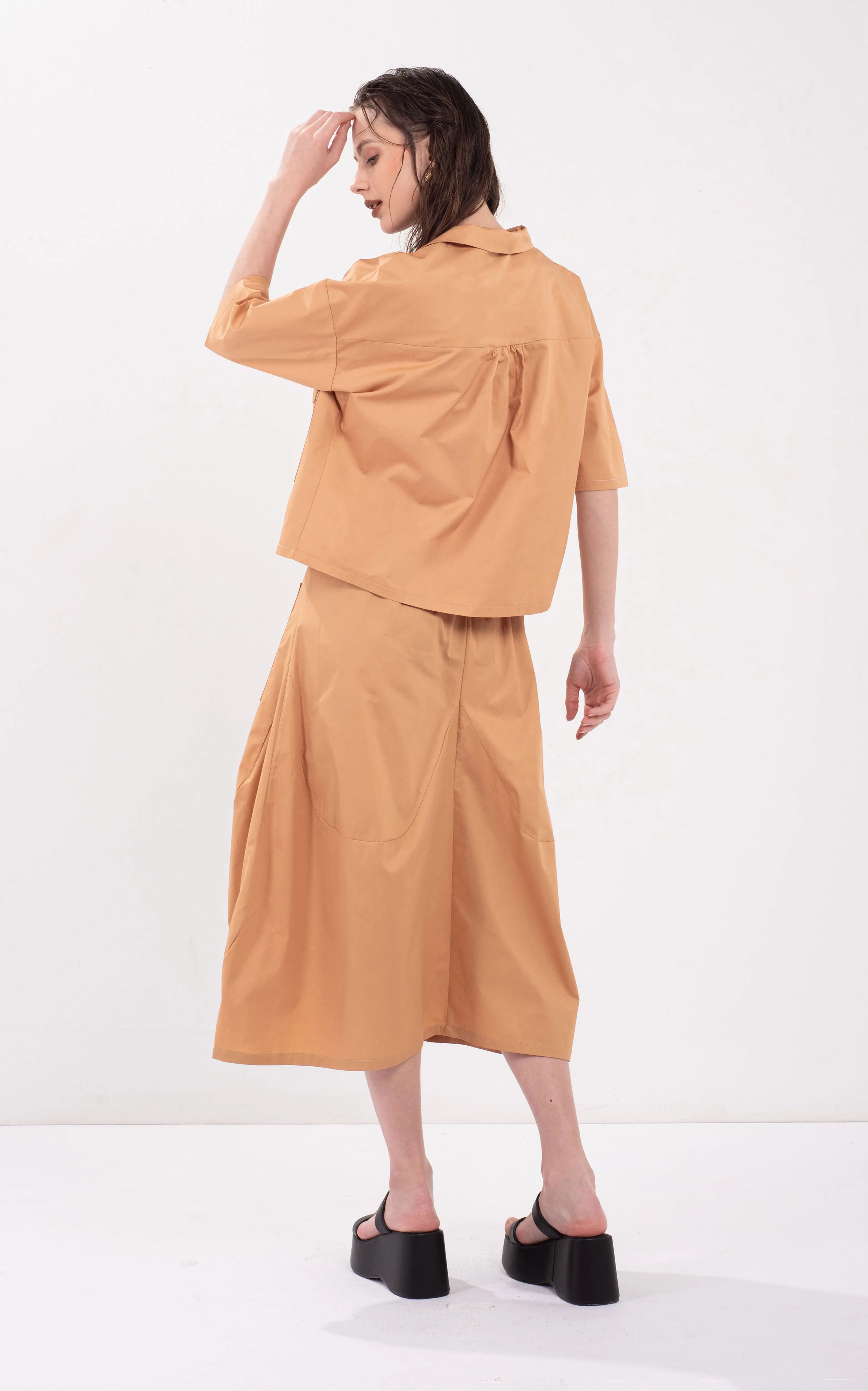Contrast Topstitching Skirt