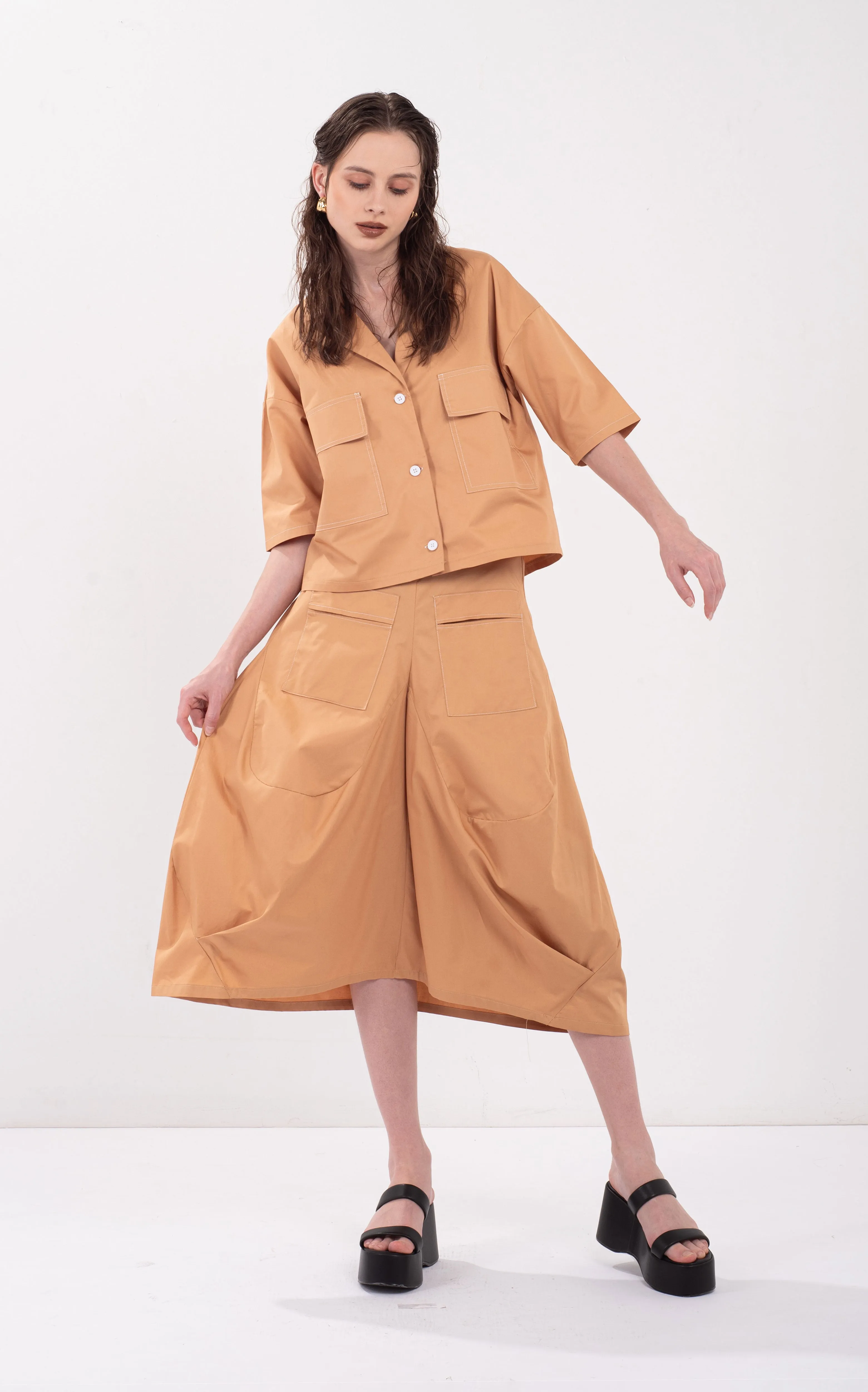 Contrast Topstitching Skirt