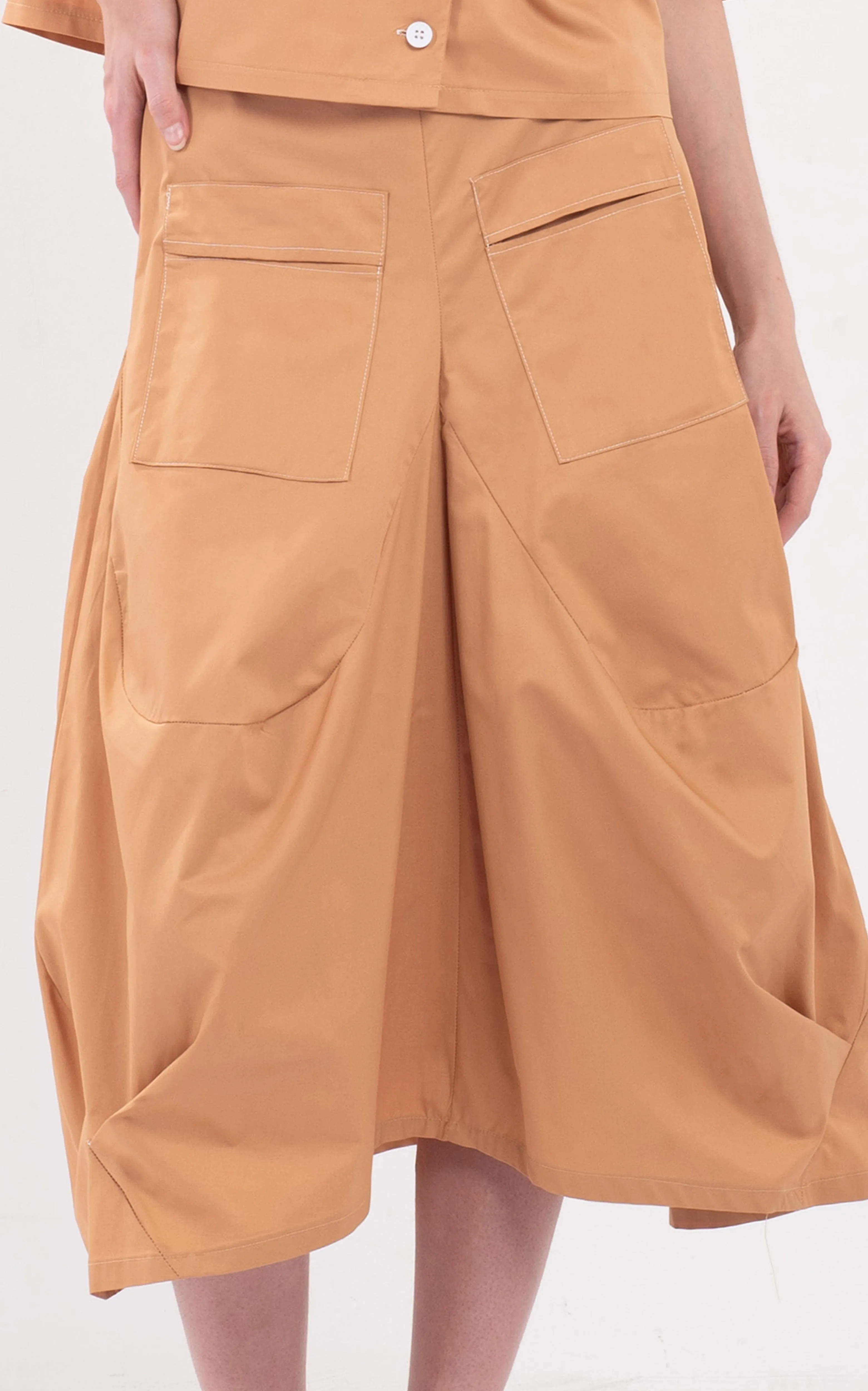 Contrast Topstitching Skirt