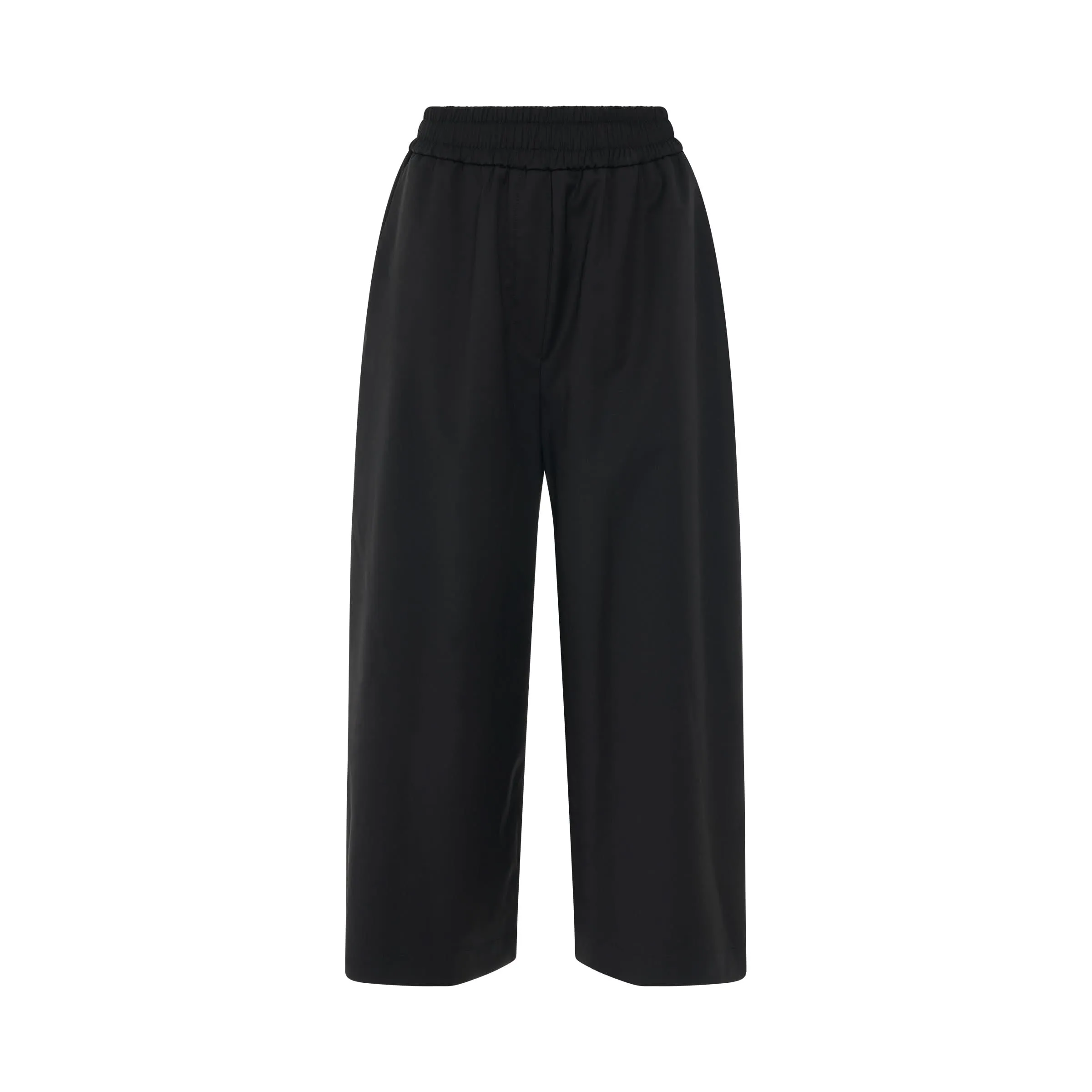 Cropped Trousers in Wool in Black