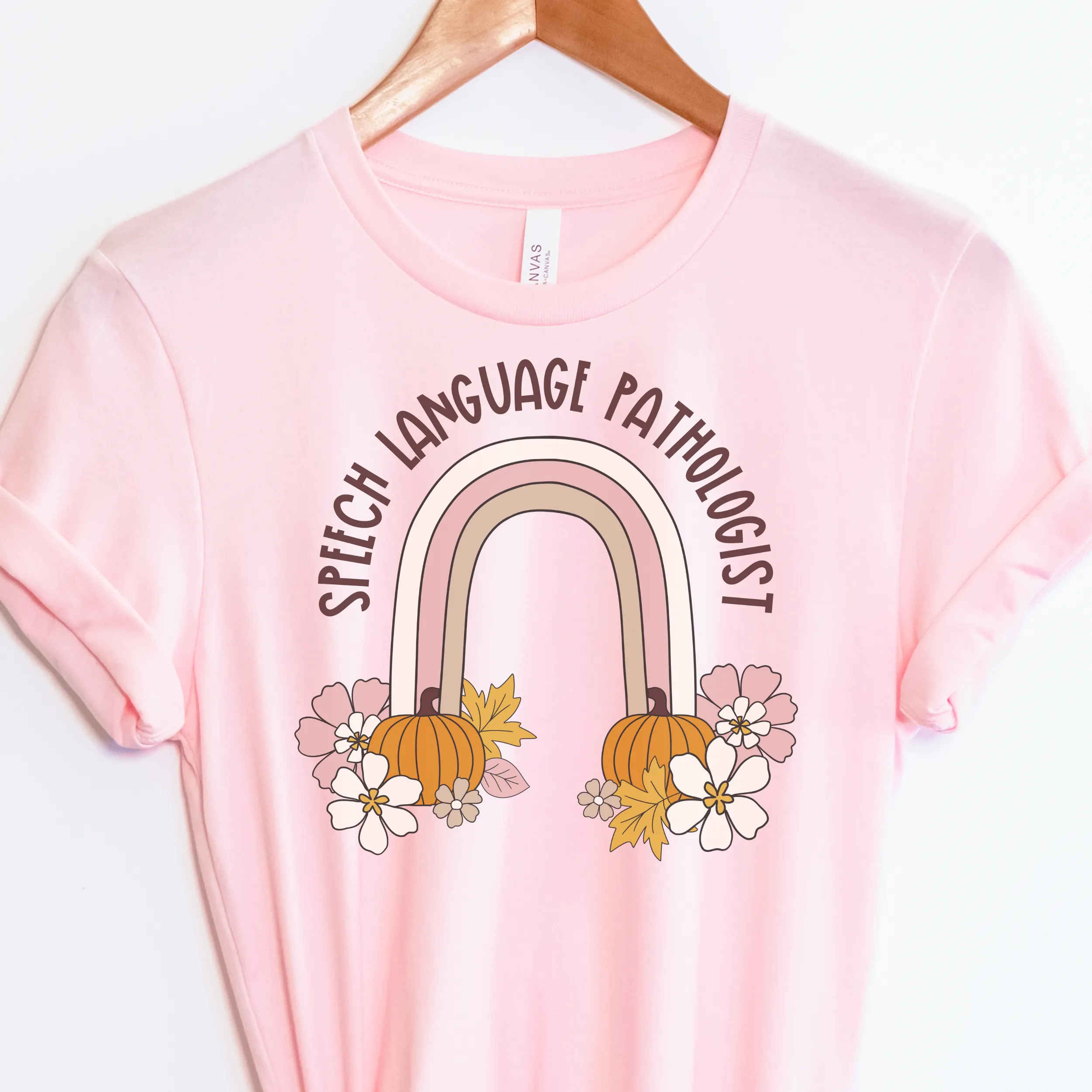 Custom Floral Pumpkin Rainbow Tee