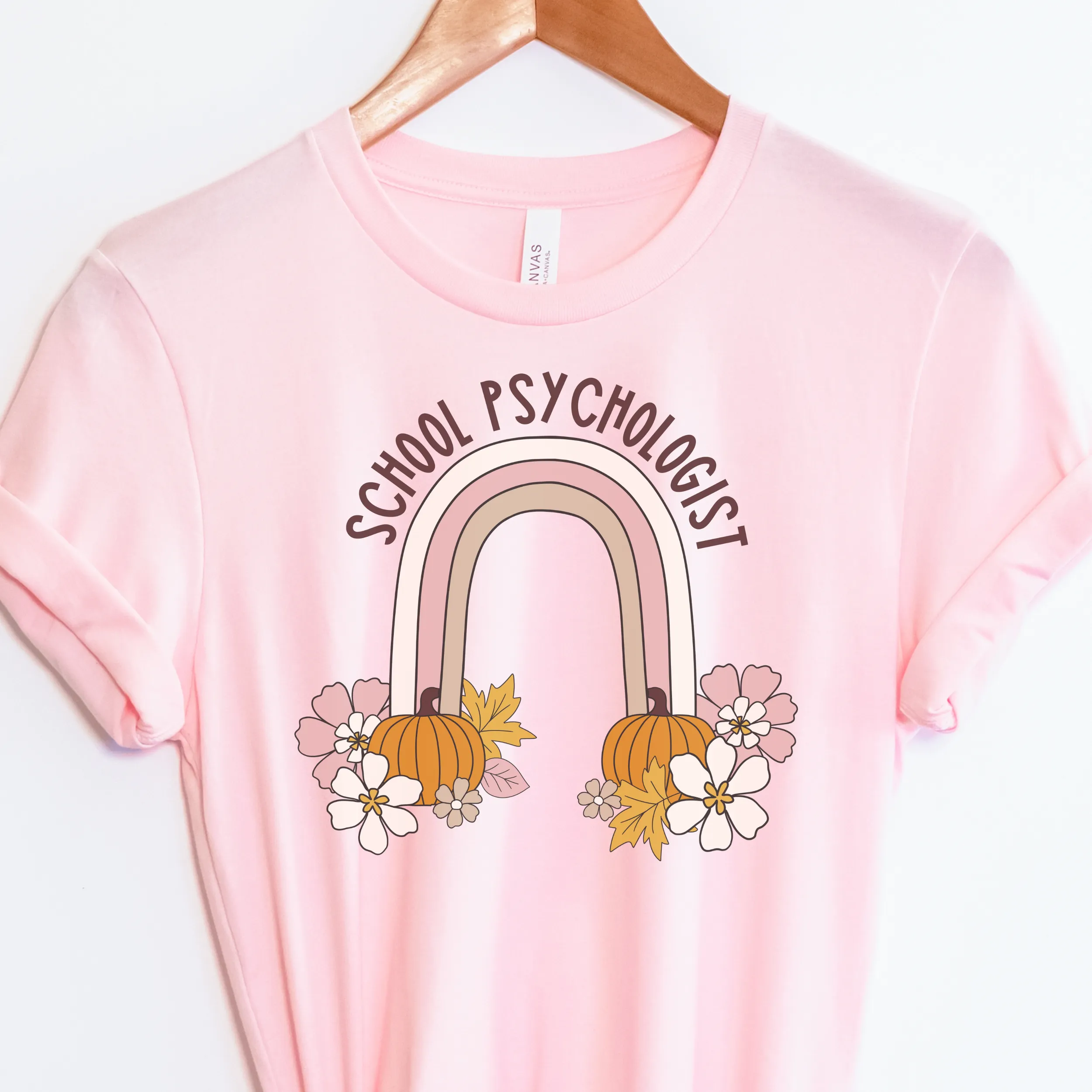 Custom Floral Pumpkin Rainbow Tee