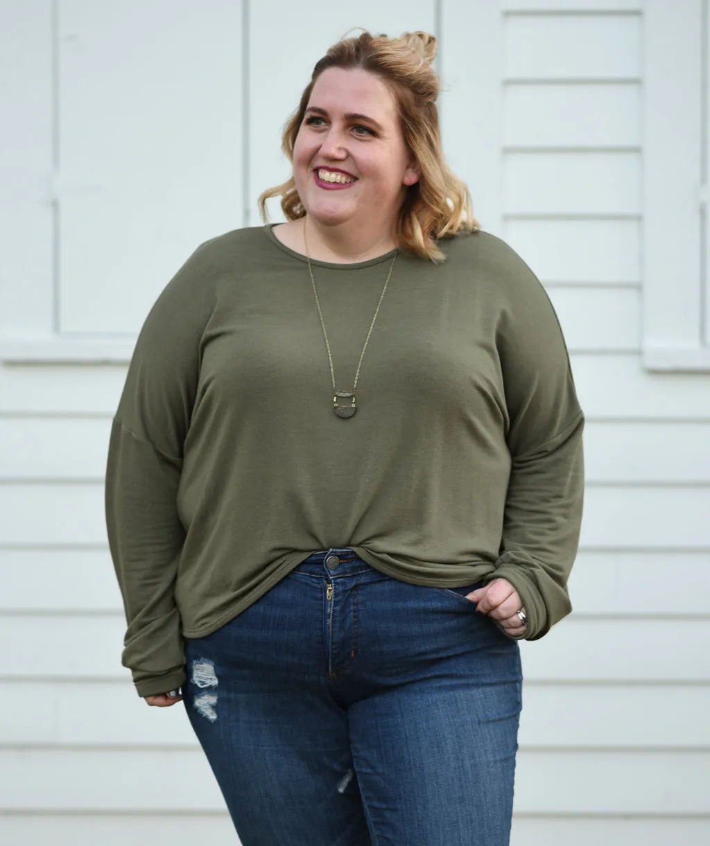 DELANCEY french terry top in Olive<br/>(Less than perfect)