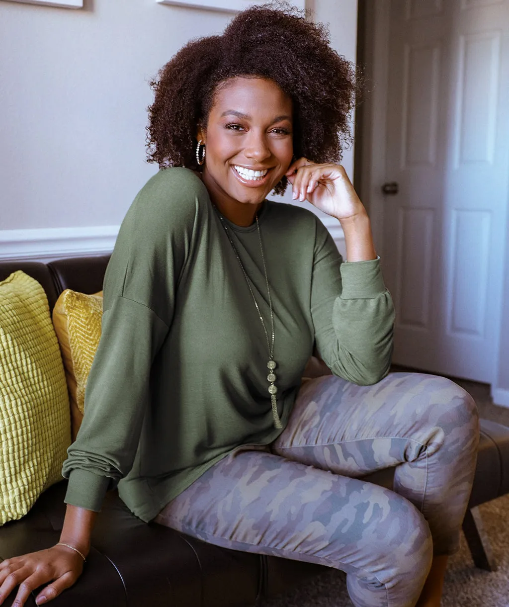 DELANCEY french terry top in Olive<br/>(Less than perfect)