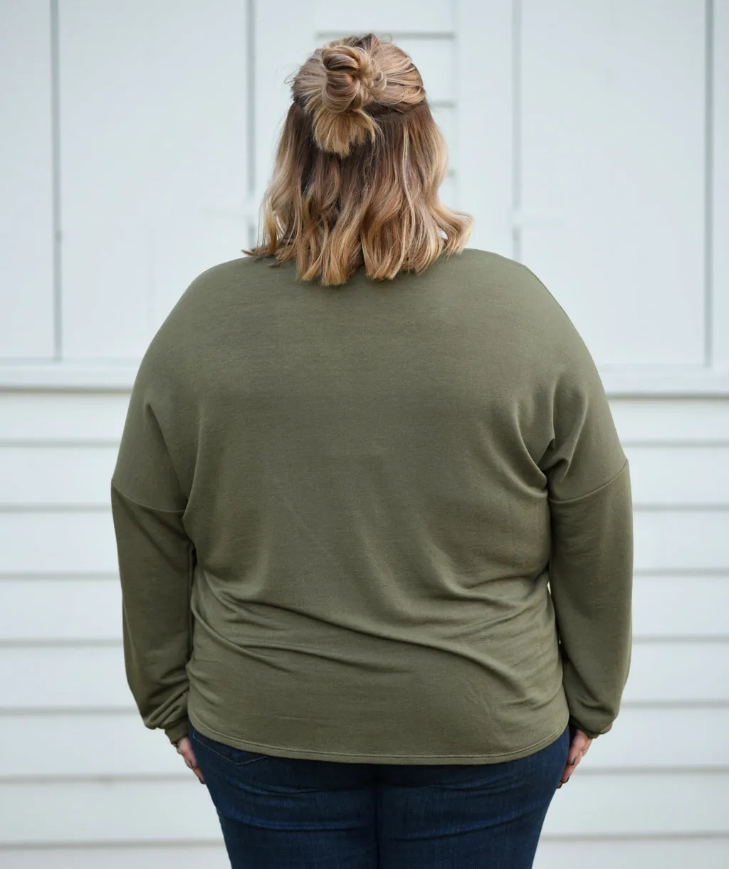 DELANCEY french terry top in Olive<br/>(Less than perfect)