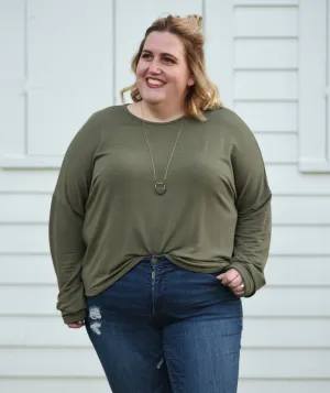 DELANCEY french terry top in Olive<br/>(Less than perfect)