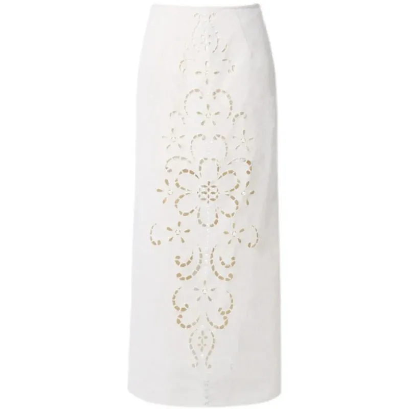 Embroidered Floral Cutout Skirt