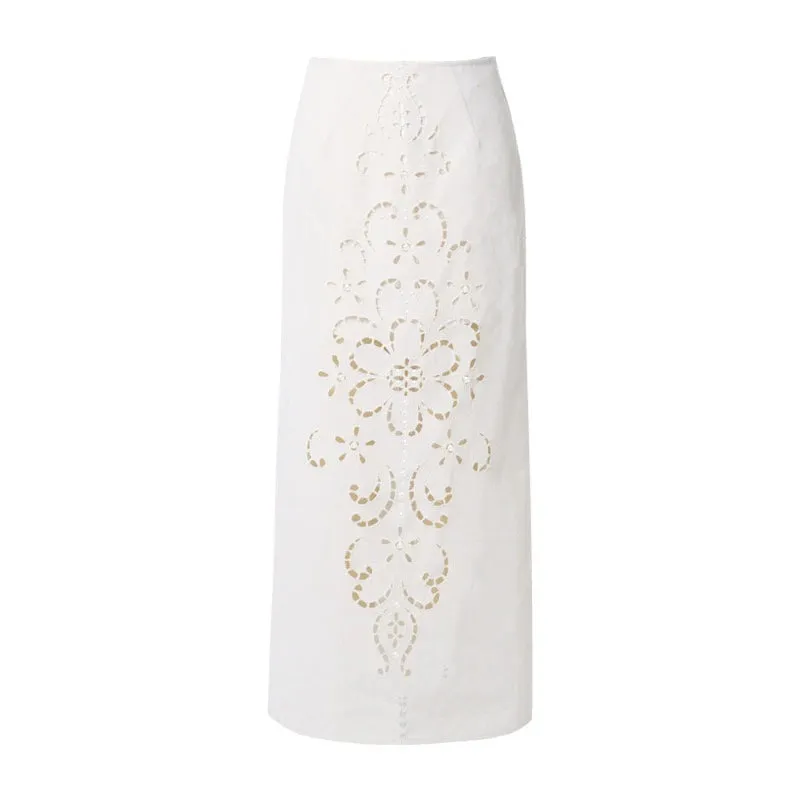 Embroidered Floral Cutout Skirt