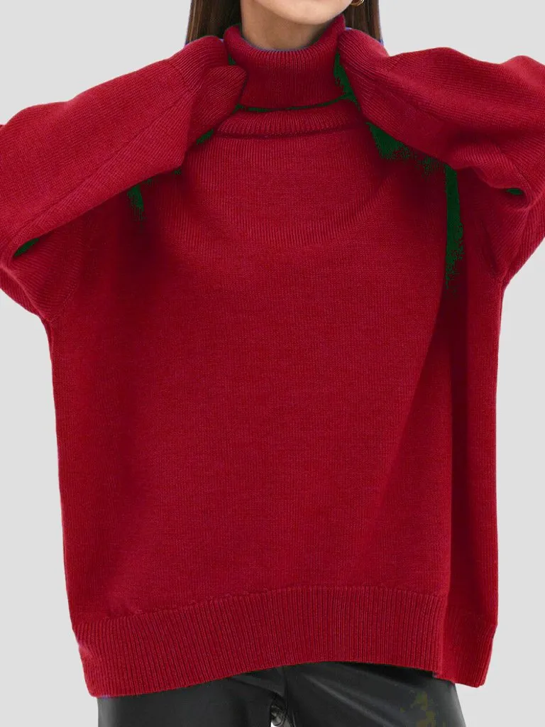 Essential Ribbed Knit Turtleneck Sweater in Solid Color