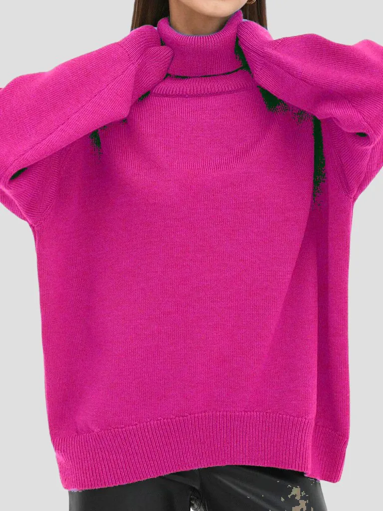Essential Ribbed Knit Turtleneck Sweater in Solid Color