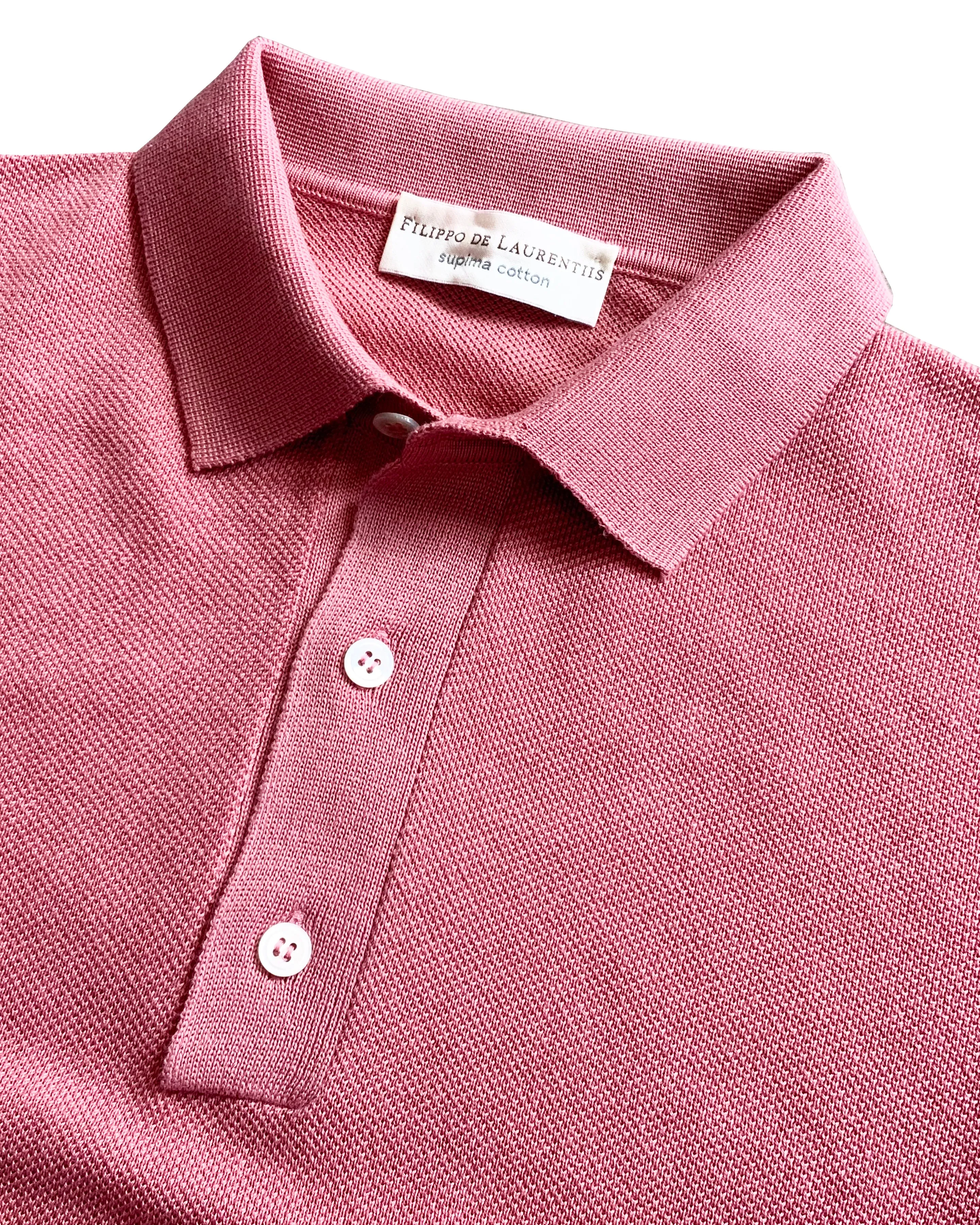 FILIPPO DE LAURENTIIS - Confetto Red Knitted Supima Cotton Polo Shirt