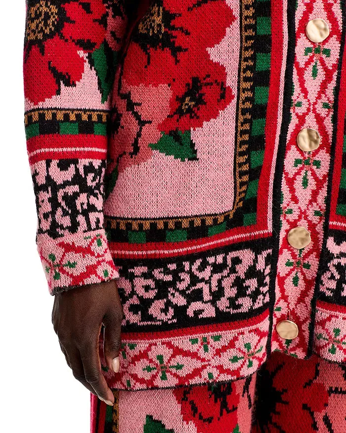 Flower Tapestry Knit Cardigan