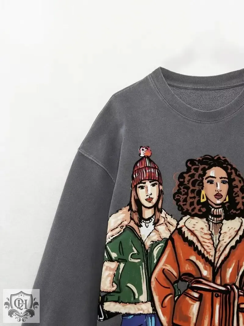 Girl Print Graphic Sweater