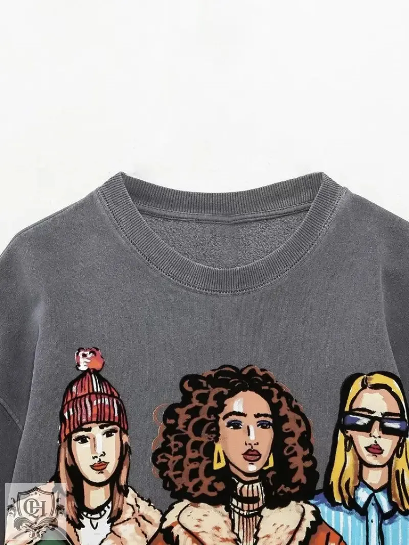 Girl Print Graphic Sweater